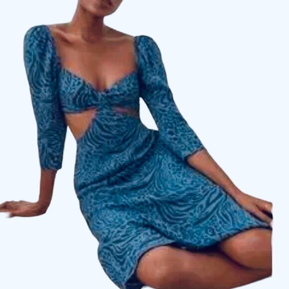 NEW Reformation Rayne Animal Print Cut Out Midi Dress - Picture 2 of 11